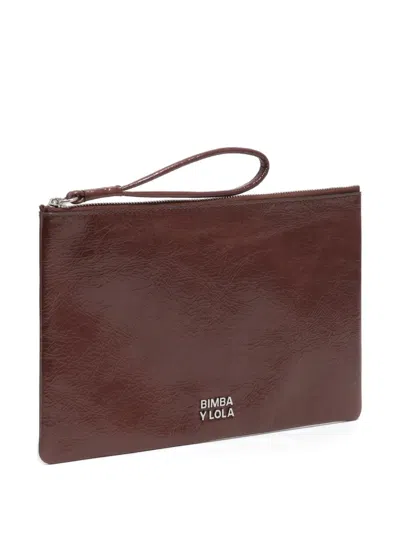 Bimba Y Lola Wristlet Zip Cow Leather Wallet In Burgundy