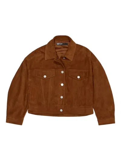 Bimba Y Lola Button-fastening Suede Jacket In Brown