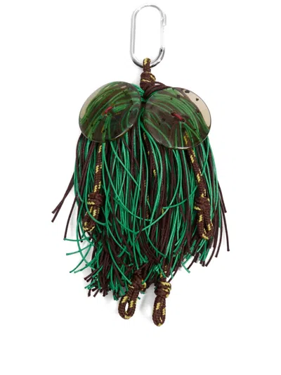 Bimba Y Lola Button-embellished Fringed Keyring In Green