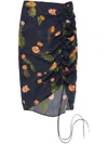 Bimba Y Lola Cactus-motif Ruched Skirt In Black