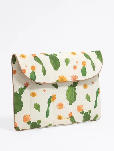 Bimba Y Lola Cactus-print Laptop Sleeve (13.5") In Green