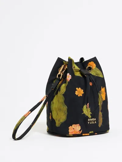 Bimba Y Lola Cactus-print Make Up Bag In Black
