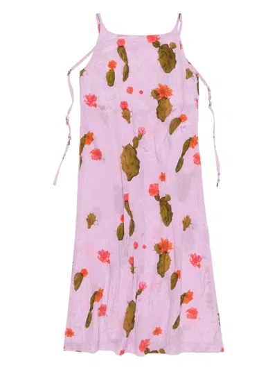 Bimba Y Lola Cactus-print Motif Dress In Pink