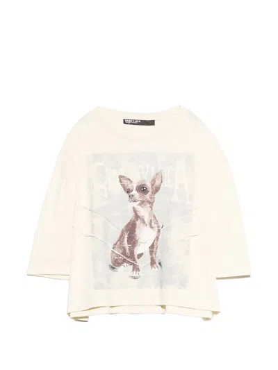Bimba Y Lola Camel Chihuahua Boxy T-shirt In White