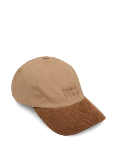 Bimba Y Lola Camel Cotton Corduroy Cap In Brown