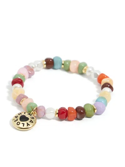 Bimba Y Lola Candy-logo Gemstone-detail Bracelet In Gold