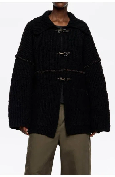 Bimba Y Lola Cardigan With Metal Hooks In Black