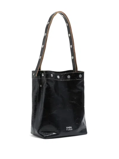 Bimba Y Lola Carlino Studded Leather Shoulder Bag In Black