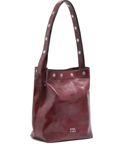 Bimba Y Lola Carlino Studded Shoulder Bag In Burgundy