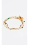 Bimba Y Lola Chain And Pearl Heart Logo Double-layer Bracelet In Gold