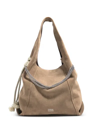 Bimba Y Lola Chain Drawstring Shoulder Bag In Brown