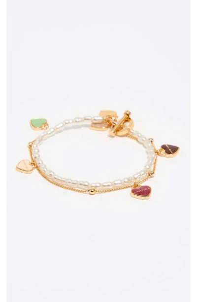 Bimba Y Lola Chain Heart Logo Double-layer Bracelet In Gold