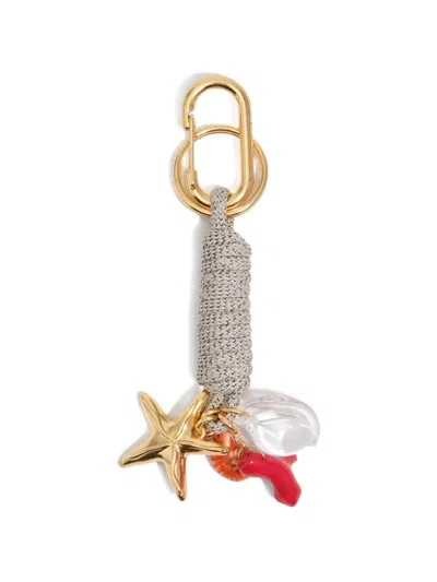 Bimba Y Lola Charm-embellished Braided Keyring In Gray