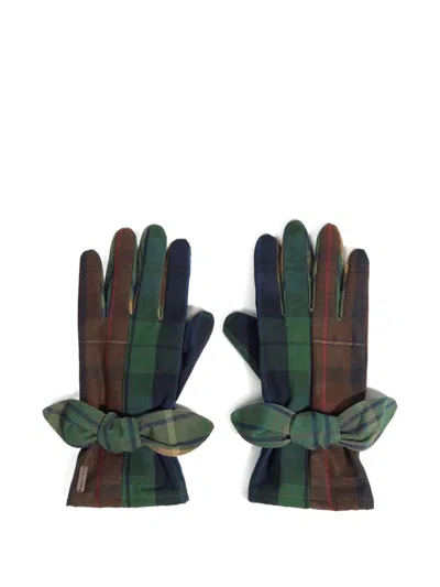 Bimba Y Lola Checked Bow-detail Gloves In Multi