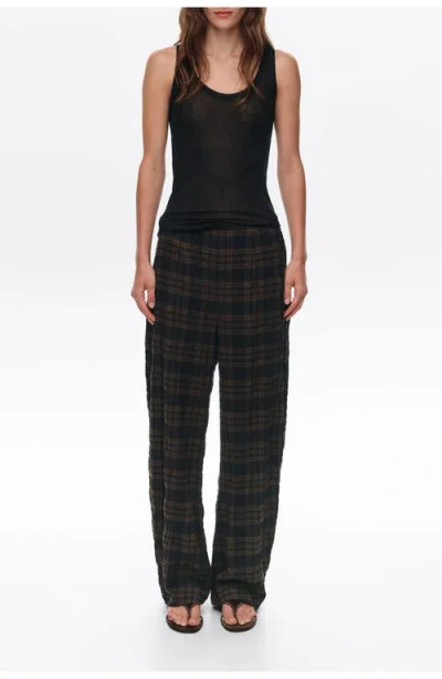 Bimba Y Lola Dark Brown Checked Carrot-leg Trousers