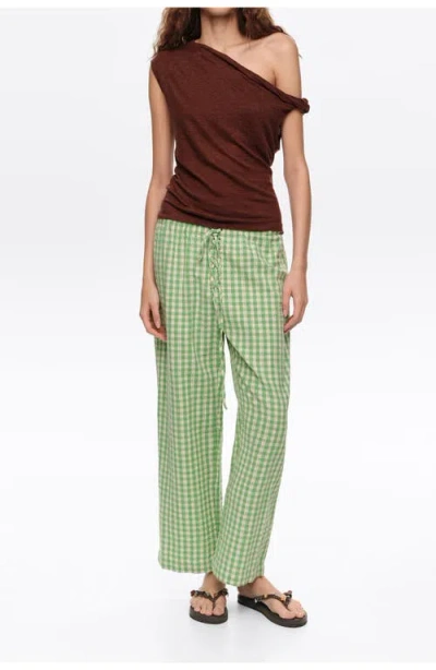 Bimba Y Lola Checked Corset-waist Trousers In Green