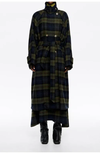 Bimba Y Lola Checked Double-face Double-breasted Coat In Blue