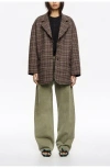 Bimba Y Lola Checked Double-face Raw Finish Coat In Brown