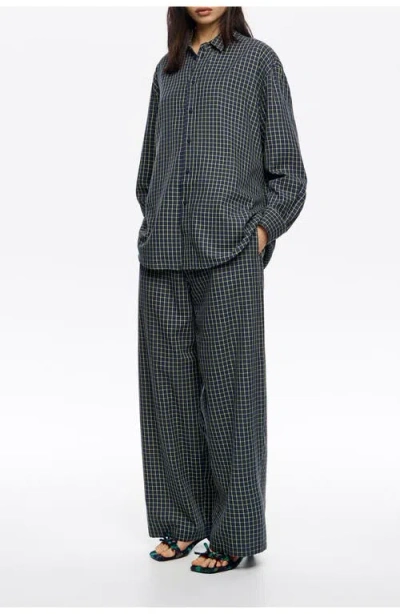Bimba Y Lola Checked Elasticated Waist Trousers In Blue