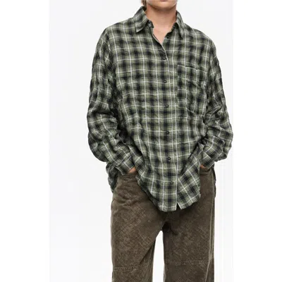 Bimba Y Lola Checked Textured Shirt In Green