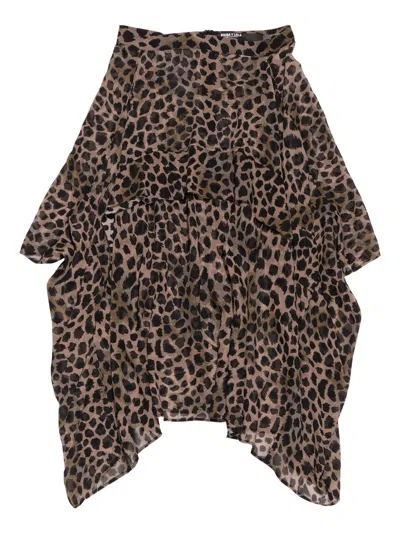 Bimba Y Lola Cheetah-print Asymmetric Midi Skirt In Brown