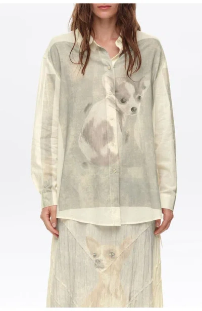 Bimba Y Lola Light-gray Chihuahua Placement Print Shirt In Pink