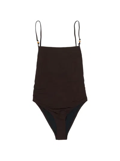 Bimba Y Lola Chocolate Swimsuit With Beads In Brown