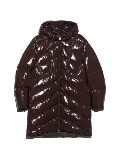 Bimba Y Lola Chocolate-colored Quilted Mid-length Coat In Brown