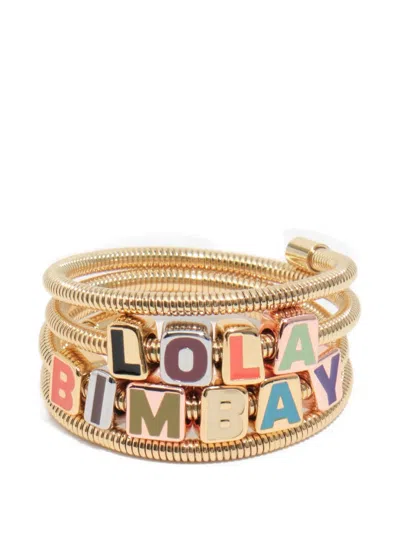 Bimba Y Lola Spiral Bracelet With Multicolored Dice Logo In Gold