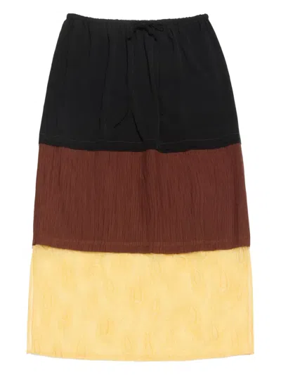 Bimba Y Lola Colour-block Midi Skirt In Black