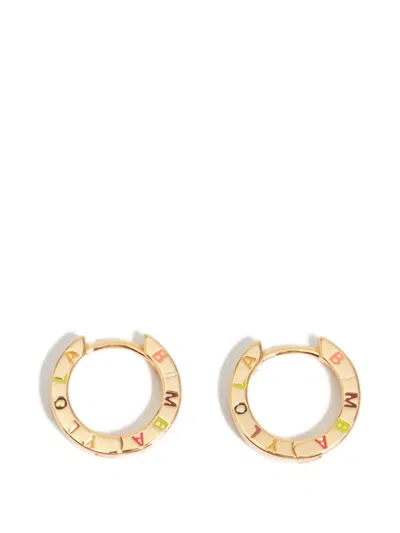 Bimba Y Lola Coloured Logo Earrings In Gold