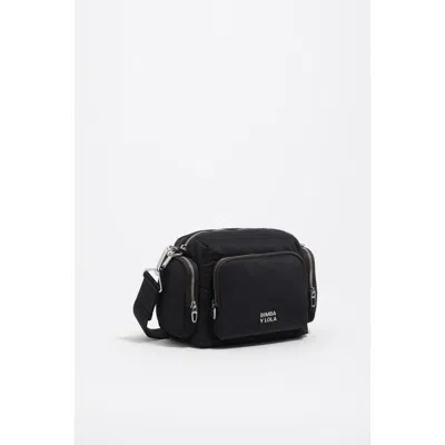 Bimba Y Lola Mini Logo-lettering Multi-pocket Shoulder Bag In Black
