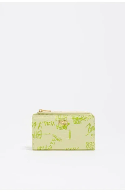Bimba Y Lola Compact Purse With Logo And Card Holder In Green