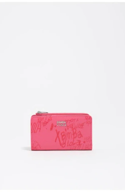 Bimba Y Lola Compact Purse With Logo And Card Holder In Pink
