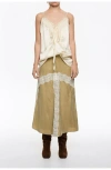 Bimba Y Lola Contrast Lace A-line Skirt In Brown