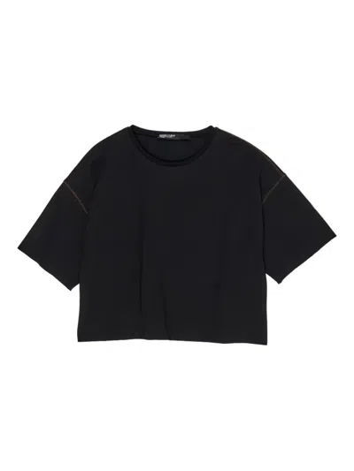 Bimba Y Lola Contrast-stitch T-shirt In Black