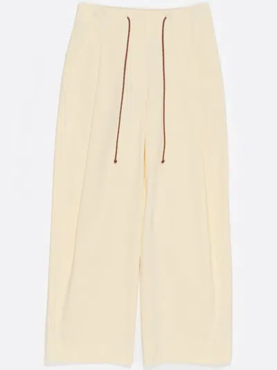 Bimba Y Lola Cotton Darted Trousers In Neutral