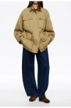 Bimba Y Lola Cotton Drawstring Waist Jacket In Brown