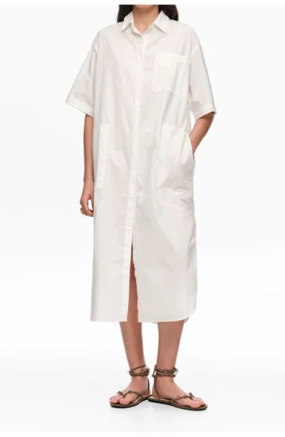 Bimba Y Lola Cotton Embroidered Shirt Dress In White
