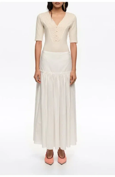 Bimba Y Lola Cotton Flared Skirt In White