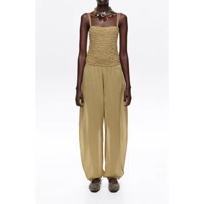 Bimba Y Lola Cotton Gathered Balloon Jumpsuit In Yellow