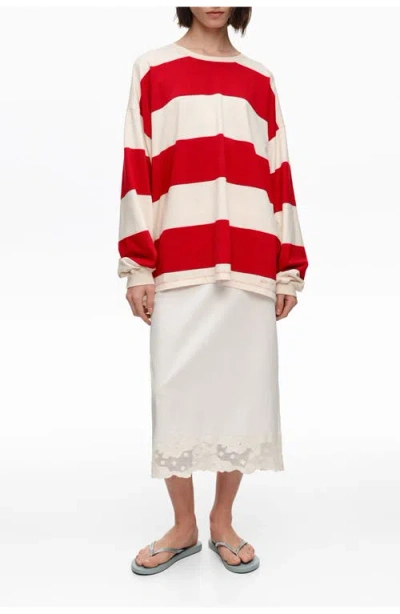 Bimba Y Lola Cotton Lace Midi Skirt In White