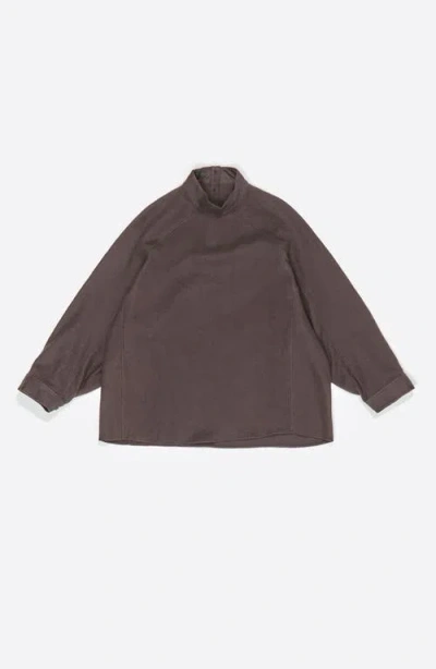 Bimba Y Lola Cotton/wool Mandarin Collar Shirt In Brown