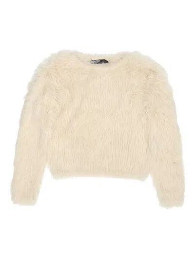 Bimba Y Lola Crew-neck Long-sleeve Sweater In White