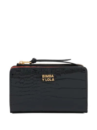 Bimba Y Lola Croc-effect Patent Wallet In Black