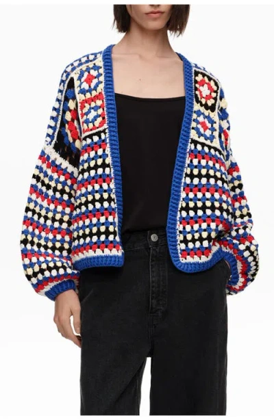 Bimba Y Lola Crochet Balloon Cardigan In Blue