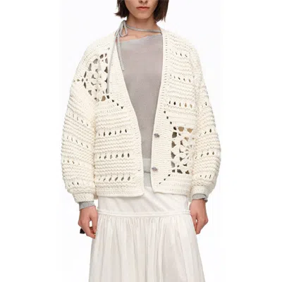 Bimba Y Lola Crochet Balloon-fit Cardigan In White