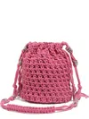Bimba Y Lola Crochet Drawstring Bucket Bag In Pink