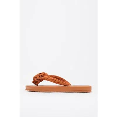 Bimba Y Lola Crochet Flower Flip-flop In Orange