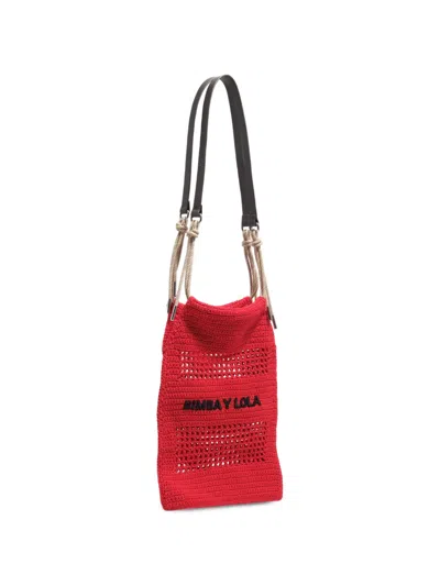 Bimba Y Lola Crochet Open-knit Shoulder Bag In Red